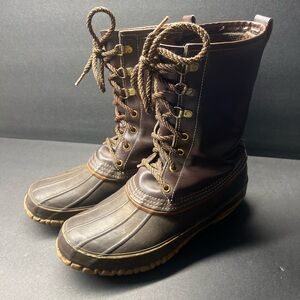 Vintage Sheboygan Brown Leather Tan Rubber Men's Rain Winter Boot 8.5 M 10.5 W